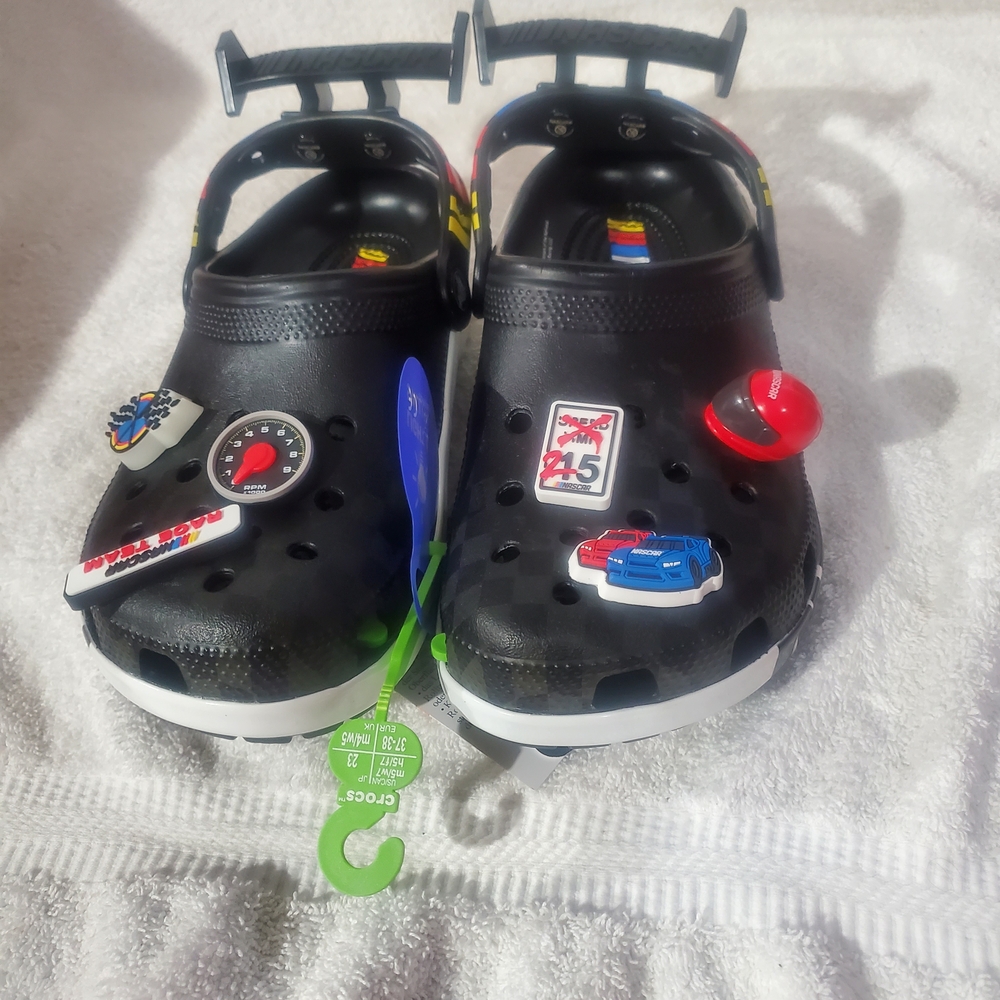 CROCS Kids Black Sandals with Colorful Charms